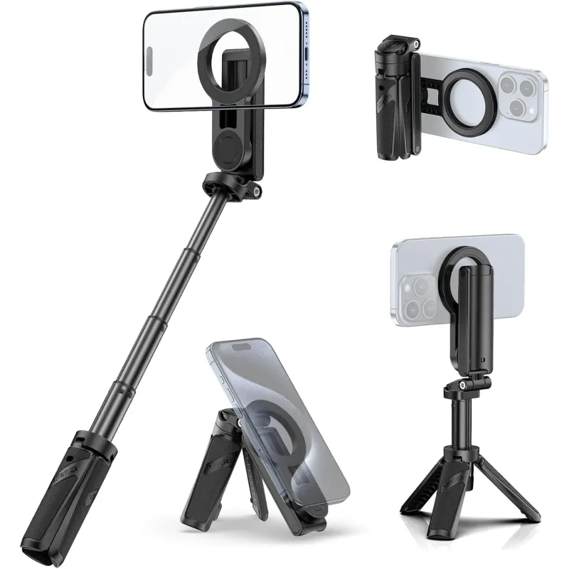 Trípode magnético para teléfono con control remoto, 3 en 1