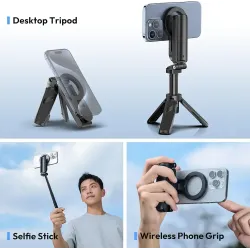 Trípode magnético para teléfono con control remoto, 3 en 1