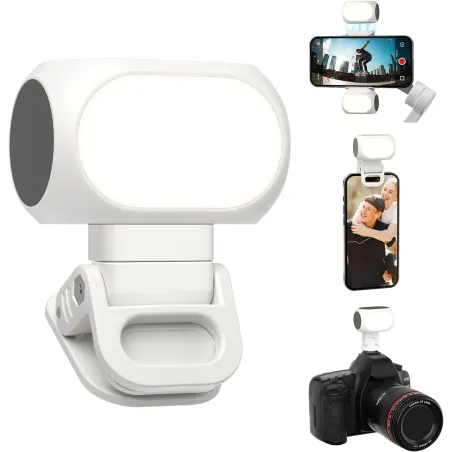 Luz de relleno magnética con clip para teléfono y soporte de zapata fría