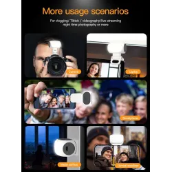 Luz de relleno magnética con clip para teléfono y soporte de zapata fría