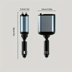 Cargador rápido para carro de teléfono 4 en 1 de 66 W, 2 cables retráctiles y 2 puertos USB, cargador de automóvil