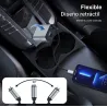 Cargador rápido para carro de teléfono 4 en 1 de 66 W, 2 cables retráctiles y 2 puertos USB, cargador de automóvil